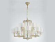 Люстра подвесная 4408+4/C gold Newport белая прозрачная на 12 ламп, основание золотое в стиле арт-деко Люстра подвесная 4408+4/C gold Newport белая прозрачная на 12 ламп, основание золотое в стиле арт-деко